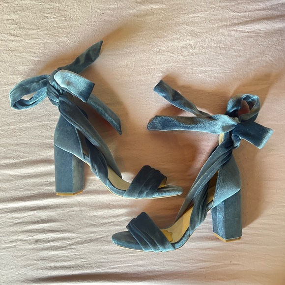 Raye Mia Velvet Blue Strappy Lace Up Heels - Picture 5 of 13